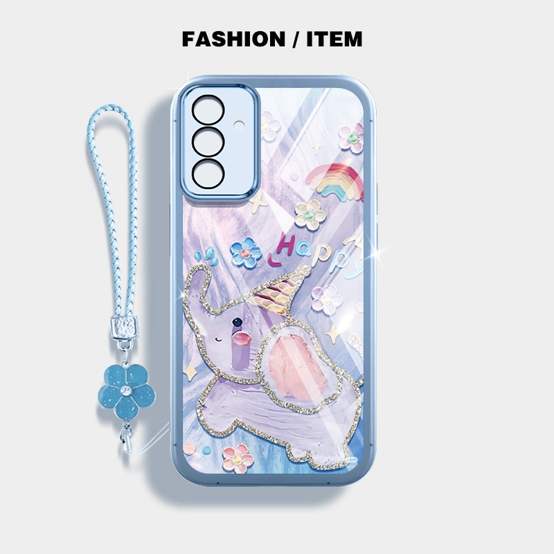 YBD Dành Cho Samsung Galaxy A36 A56 A26 A16 A55 A35 A13 A04S A05S A14 A15 A24 A25 A34 A54 5G Phim Hoạt Hình Tranh Sơn Dầu Nhiều Màu Sắc Voi Mềm Mại Dễ Thương