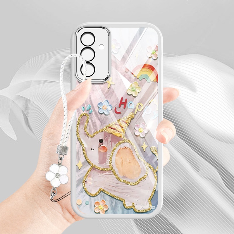 YBD Dành Cho Samsung Galaxy A36 A56 A26 A16 A55 A35 A13 A04S A05S A14 A15 A24 A25 A34 A54 5G Phim Hoạt Hình Tranh Sơn Dầu Nhiều Màu Sắc Voi Mềm Mại Dễ Thương