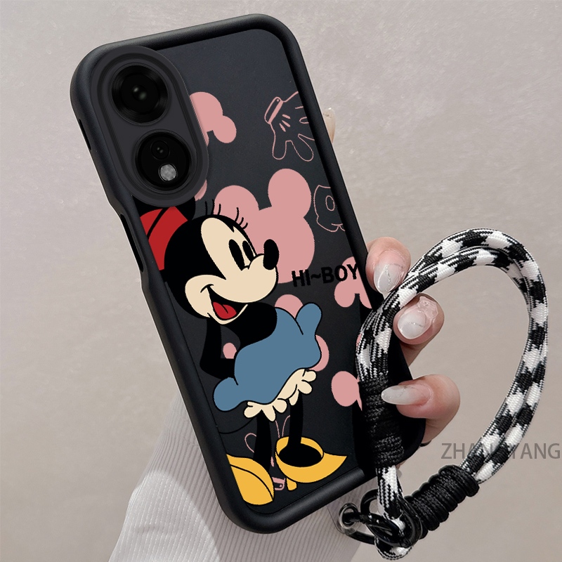 Ốp Lưng Cho OPPO A58 4G A78 4G A58 5G A78 5G Silicone TPU Chống Rơi Vỏ Điện Thoại Thẩm Mỹ Hoạt Hình Họa Tiết Nhân Vật Minnie Thiết Kế Mới Cá Tính Dây Treo