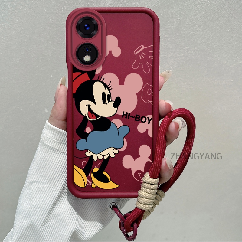 Ốp Lưng Cho OPPO A58 4G A78 4G A58 5G A78 5G Silicone TPU Chống Rơi Vỏ Điện Thoại Thẩm Mỹ Hoạt Hình Họa Tiết Nhân Vật Minnie Thiết Kế Mới Cá Tính Dây Treo