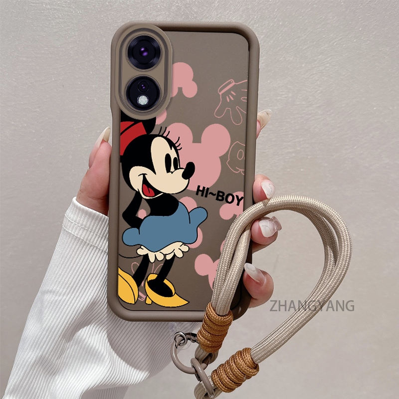 Ốp Lưng Cho OPPO A58 4G A78 4G A58 5G A78 5G Silicone TPU Chống Rơi Vỏ Điện Thoại Thẩm Mỹ Hoạt Hình Họa Tiết Nhân Vật Minnie Thiết Kế Mới Cá Tính Dây Treo