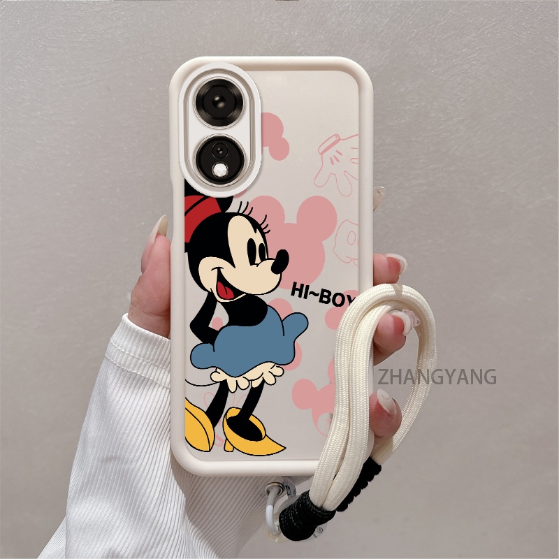 Ốp Lưng Cho OPPO A58 4G A78 4G A58 5G A78 5G Silicone TPU Chống Rơi Vỏ Điện Thoại Thẩm Mỹ Hoạt Hình Họa Tiết Nhân Vật Minnie Thiết Kế Mới Cá Tính Dây Treo