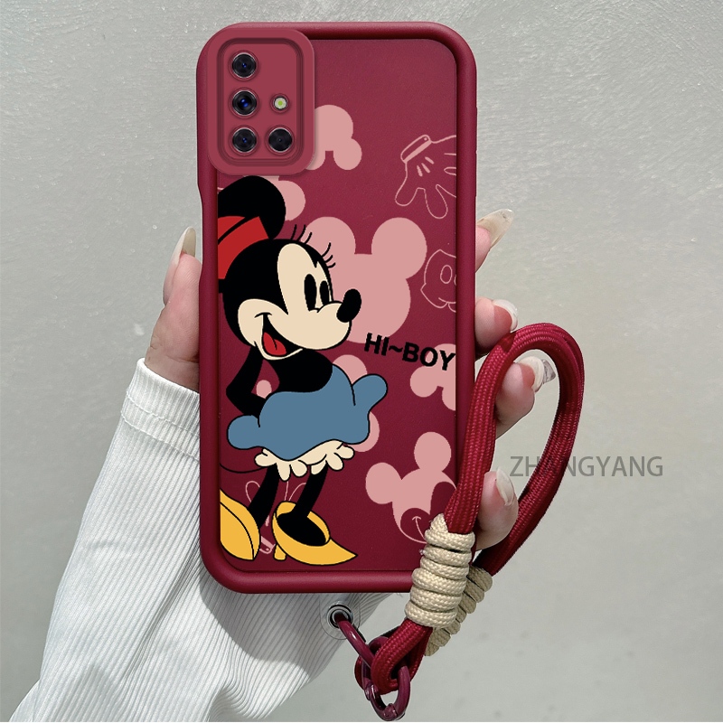 Ốp Lưng Cho Samsung A51 A71 Silicone TPU Chống Rơi Vỏ Điện Thoại Thẩm Mỹ Hoạt Hình Họa Tiết Nhân Vật Minnie Thiết Kế Mới Cá Tính Treo Dây