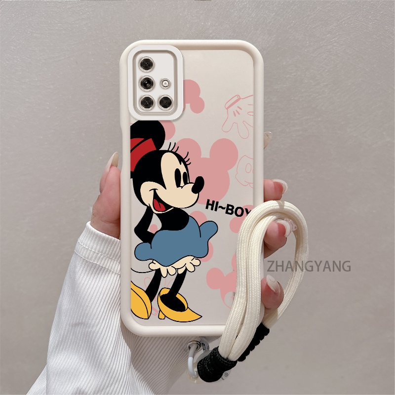 Ốp Lưng Cho Samsung A51 A71 Silicone TPU Chống Rơi Vỏ Điện Thoại Thẩm Mỹ Hoạt Hình Họa Tiết Nhân Vật Minnie Thiết Kế Mới Cá Tính Treo Dây
