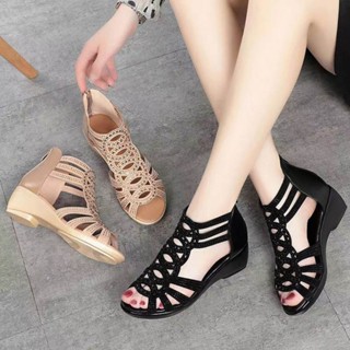 Xăng đan Da Mềm Nữ Da Mềm Dép La Mã Đế Mềm Giày Đế Nêm Gót