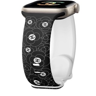 Dây đeo silicon chạm khắc hai màu Camellia cho Apple Watch Ultra 46 / 44 / 40 / 49 / 45 / 41 / 42 / 38 / 45mm iwatch Series Ultra / 10 / 9 / 8 / 7 / 6 / 5 / 4 / 3 / 2 / 1 / SE