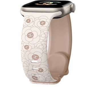 Dây đeo silicon chạm khắc hai màu Camellia cho Apple Watch Ultra 46 / 44 / 40 / 49 / 45 / 41 / 42 / 38 / 45mm iwatch Series Ultra / 10 / 9 / 8 / 7 / 6 / 5 / 4 / 3 / 2 / 1 / SE