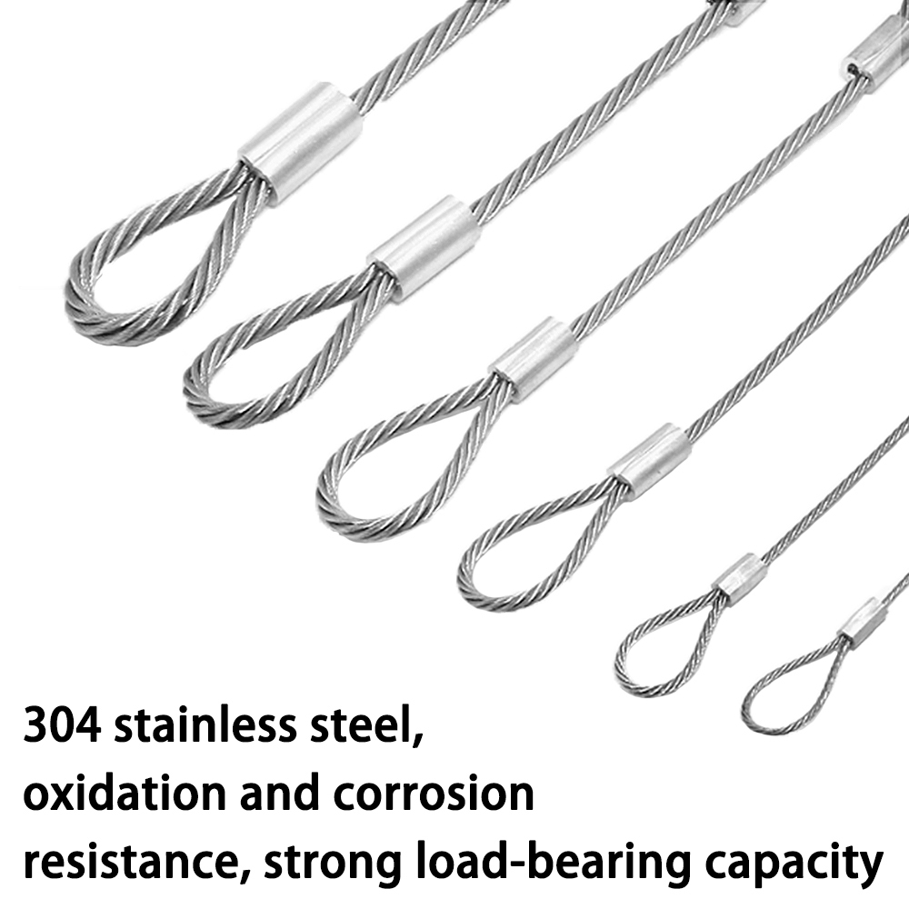 Dây an toàn bằng thép không gỉ 304 có vòng đúc tích hợp ở cả hai đầu 1.5 / 2 / 3 / 4mm