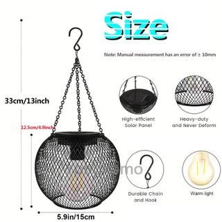 Đèn lồng treo năng lượng mặt trời ngoài trời, Đèn mặt dây chuyền chạy bằng năng lượng mặt trời LED chống nước, Đèn chiếu sáng sân vườn trang trí cổ điển để trang trí sân, sân, cây, hiên nhà & sân sau