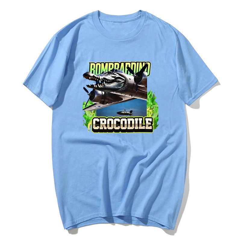 Bombardino Cá Sấu Ngộ nghĩnh Bò Sát Meme Áo Thun Bông Tai Kẹp Thời Trang Gothic Áo Nam Nữ Chất Lượng Cao Quá Khổ Cotton Áo