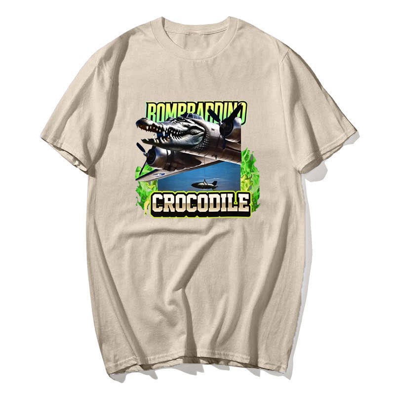 Bombardino Cá Sấu Ngộ nghĩnh Bò Sát Meme Áo Thun Bông Tai Kẹp Thời Trang Gothic Áo Nam Nữ Chất Lượng Cao Quá Khổ Cotton Áo