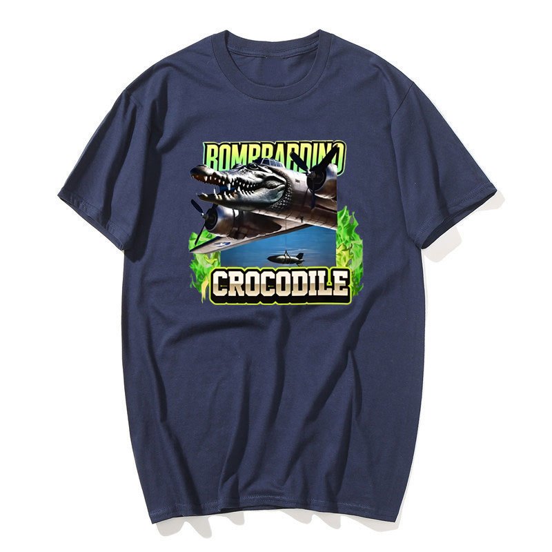 Bombardino Cá Sấu Ngộ nghĩnh Bò Sát Meme Áo Thun Bông Tai Kẹp Thời Trang Gothic Áo Nam Nữ Chất Lượng Cao Quá Khổ Cotton Áo
