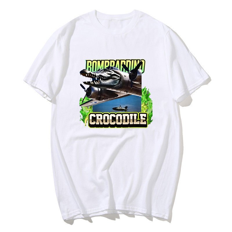 Bombardino Cá Sấu Ngộ nghĩnh Bò Sát Meme Áo Thun Bông Tai Kẹp Thời Trang Gothic Áo Nam Nữ Chất Lượng Cao Quá Khổ Cotton Áo