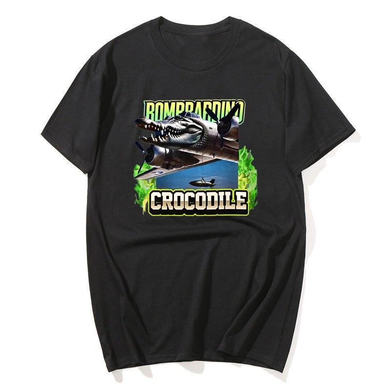 Bombardino Cá Sấu Ngộ nghĩnh Bò Sát Meme Áo Thun Bông Tai Kẹp Thời Trang Gothic Áo Nam Nữ Chất Lượng Cao Quá Khổ Cotton Áo
