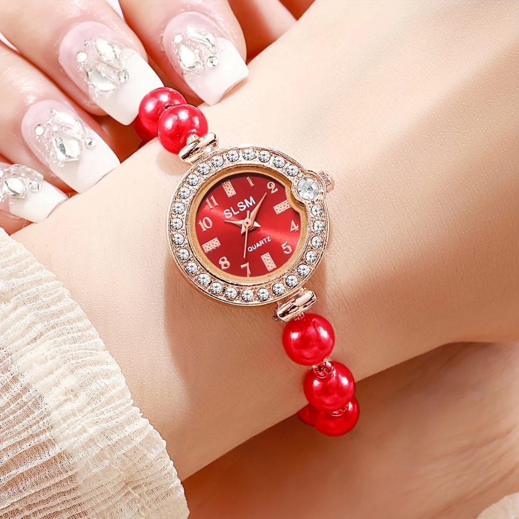 Đồng hồ nữ Vòng tay mẹ ngọc trai Vòng tay Đồng hồ nữ Mặt số nhỏ tinh tế Đồng hồ thạch anh nữ