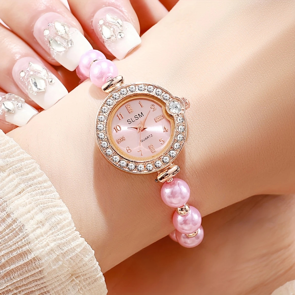 Đồng hồ nữ Vòng tay mẹ ngọc trai Vòng tay Đồng hồ nữ Mặt số nhỏ tinh tế Đồng hồ thạch anh nữ