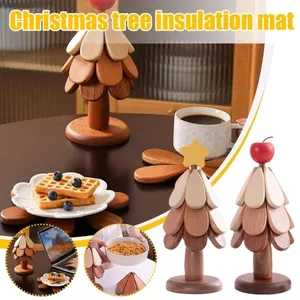 Asdfger Cây Gỗ Trivet, Bộ Coaster Cốc Cách Nhiệt Có Thể Gập Lại, Bộ 3 Bàn Trang Trí Nồi Nóng Màu Đen Cho Nhà Bếp Gia Đình