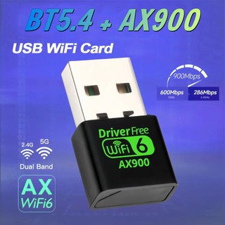 Wifi 6 AX900 Bluetooth 5.4 Bộ chuyển đổi USB WiFi Băng tần kép không dây 2.4G & 5GHz Ăng-ten Wi-Fi USB cho PC / Laptop Win10 / 11 Trình điều khiển miễn phí