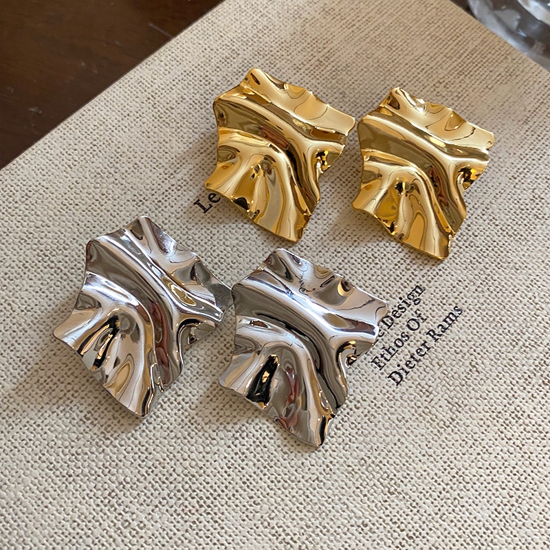 Bông tai hình dạng không đều bằng kim loại nhẹ sang trọng khí chất cao cấp Bông tai độc đáo cá tính phóng đại phụ kiện
