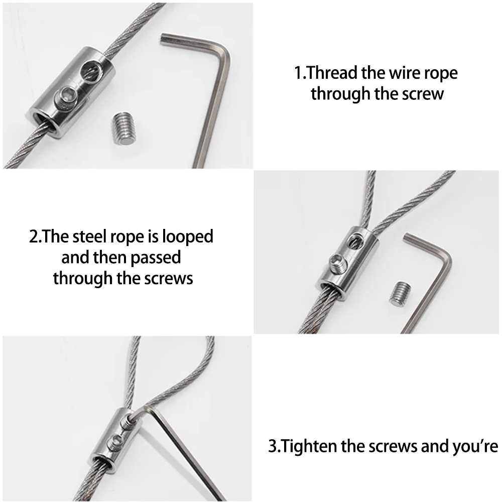 5-10 Chiếc 2 / 3 Mm Dây Thép Kẹp Có Thể Điều Chỉnh Kim Loại Treo Kẹp Dây Sling Dụng Cụ Cho Chậu Chiếu Sáng Cáp Buộc Phụ Kiện