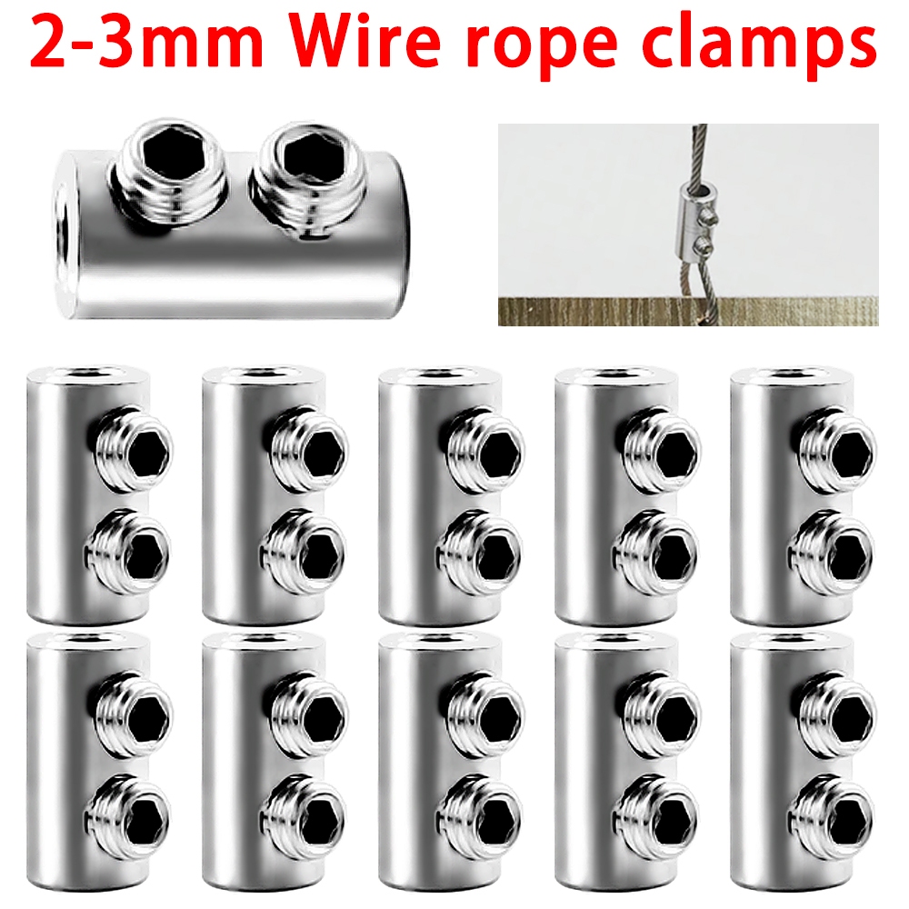 5-10 Chiếc 2 / 3 Mm Dây Thép Kẹp Có Thể Điều Chỉnh Kim Loại Treo Kẹp Dây Sling Dụng Cụ Cho Chậu Chiếu Sáng Cáp Buộc Phụ Kiện