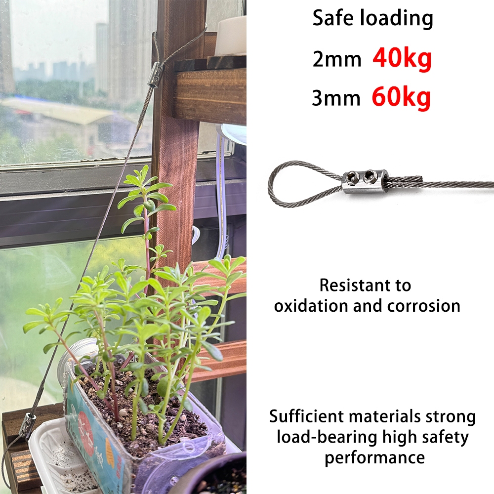5-10 Chiếc 2 / 3 Mm Dây Thép Kẹp Có Thể Điều Chỉnh Kim Loại Treo Kẹp Dây Sling Dụng Cụ Cho Chậu Chiếu Sáng Cáp Buộc Phụ Kiện