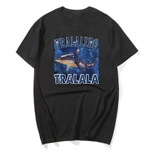 Tralalero Tralala Ngộ nghĩnh Chạy Cá Mập Meme Áo Phông Quà Tặng Nam Nữ Thời Trang Hip Hop Quá Khổ Áo Cổ Tròn Áo Thun Hài Hước