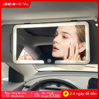 Gương trang điểm nội thất ô tô SEAMETAL có đèn Led lấp đầy 3 màu Độ sáng có thể điều chỉnh HD Gương trang điểm dành cho nữ Sạc 1200mAh