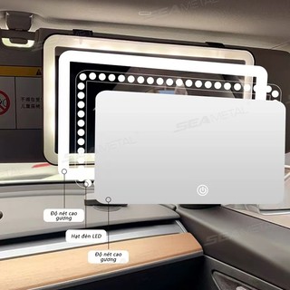 Gương trang điểm nội thất ô tô SEAMETAL có đèn Led lấp đầy 3 màu Độ sáng có thể điều chỉnh HD Gương trang điểm dành cho nữ Sạc 1200mAh