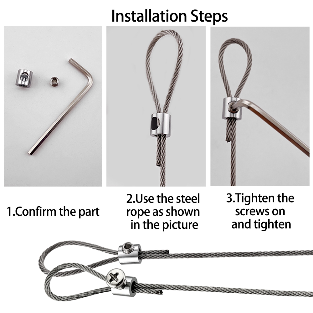 5-10 Chiếc 1-2 Mm Dây Thép Kẹp Dây Một Lỗ Treo Kẹp Với Vít Có Thể Điều Chỉnh Cáp Sling Phụ Kiện Phần Cứng