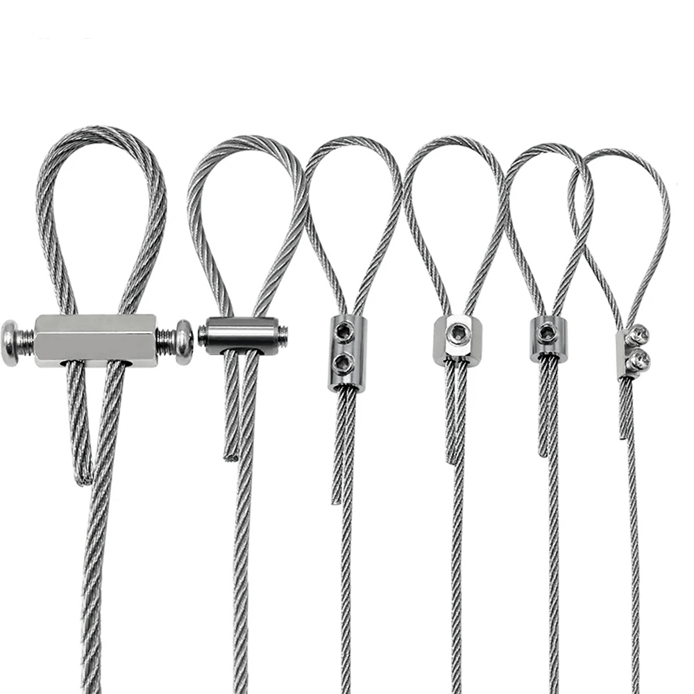 5-10 Chiếc 1-2 Mm Dây Thép Kẹp Dây Một Lỗ Treo Kẹp Với Vít Có Thể Điều Chỉnh Cáp Sling Phụ Kiện Phần Cứng
