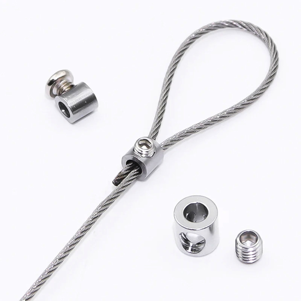 5-10 Chiếc 1-2 Mm Dây Thép Kẹp Dây Một Lỗ Treo Kẹp Với Vít Có Thể Điều Chỉnh Cáp Sling Phụ Kiện Phần Cứng