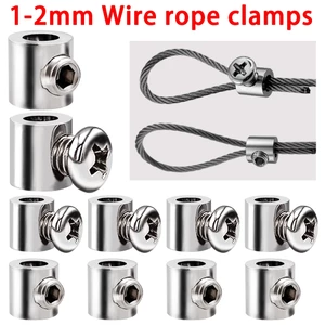 5-10 Chiếc 1-2 Mm Dây Thép Kẹp Dây Một Lỗ Treo Kẹp Với Vít Có Thể Điều Chỉnh Cáp Sling Phụ Kiện Phần Cứng