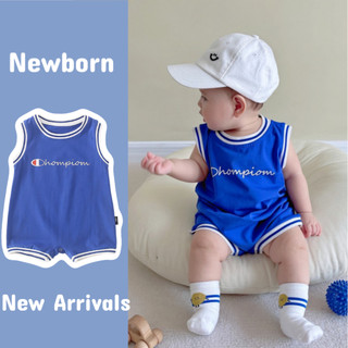 Quần áo trẻ em thể thao phong cách quần áo trẻ em in hình đơn giản áo liền quần cotton cho bé