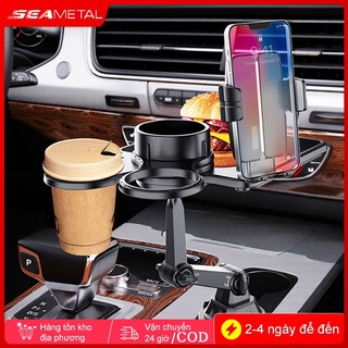 Bộ mở rộng giá đỡ cốc ô tô SEAMETAL có khay Giá đỡ điện thoại 360°Có thể điều chỉnh Đi lại Xe du lịch Đĩa ăn lưu trữ Braket