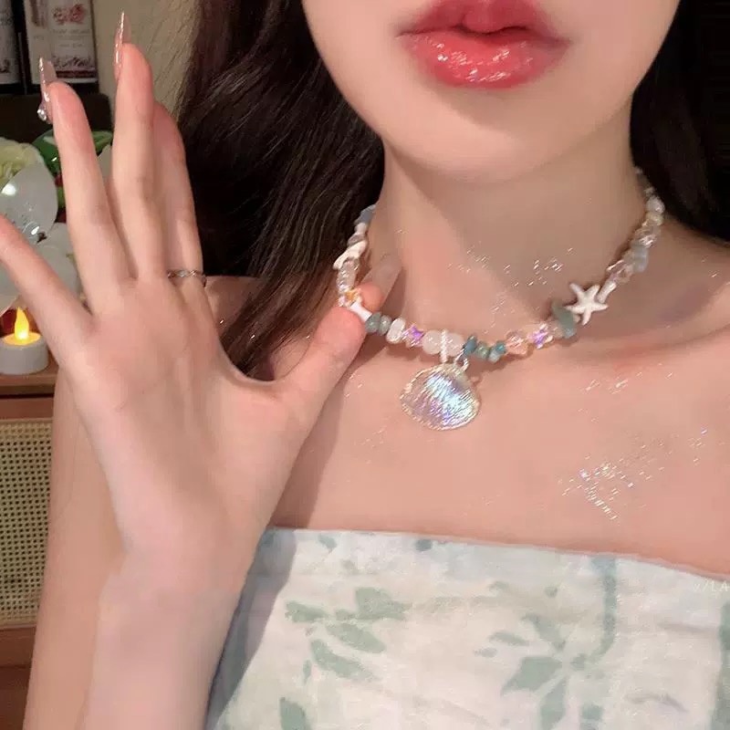 Vòng cổ đính cườm vỏ Hàn Quốc Kỳ nghỉ đi biển Thích hợp cho quà tặng sinh nhật nữ sinh