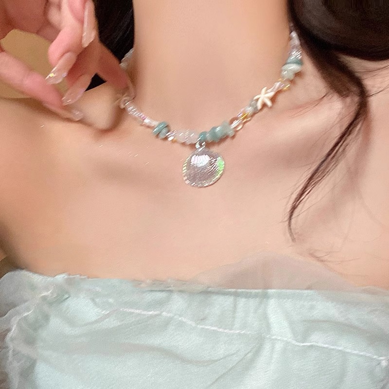 Vòng cổ đính cườm vỏ Hàn Quốc Kỳ nghỉ đi biển Thích hợp cho quà tặng sinh nhật nữ sinh
