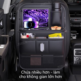 Túi đựng đồ phía sau ghế ô tô SEAMETAL có khay có thể gập lại Cốc / Hộp đựng khăn giấy Túi đựng đồ ô tô đa chức năng