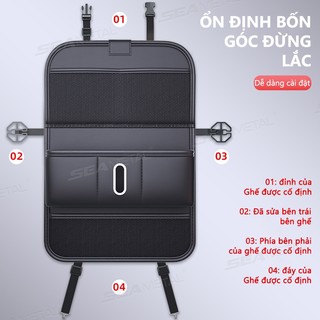 Túi đựng đồ phía sau ghế ô tô SEAMETAL có khay có thể gập lại Cốc / Hộp đựng khăn giấy Túi đựng đồ ô tô đa chức năng