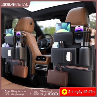 Seametal Nappa Da Ghế Sau Túi Đa Năng Tự Động Ghế Sau Uống Điện Thoại Túi Đựng Khăn Giấy Treo Móc Tổ Chức