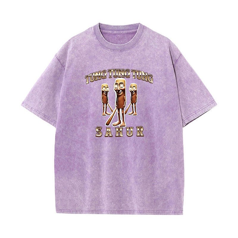 Tung Tung Tung Sahur Ngộ nghĩnh Bóng Chày Brainrot Meme Áo nam Quần Áo Giặt Vintage Thời Trang Hài Hước Phong Cách Áo Sơ Mi Unisex Mùa Hè Áo T Áo