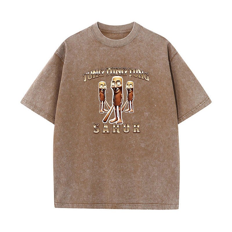 Tung Tung Tung Sahur Ngộ nghĩnh Bóng Chày Brainrot Meme Áo nam Quần Áo Giặt Vintage Thời Trang Hài Hước Phong Cách Áo Sơ Mi Unisex Mùa Hè Áo T Áo