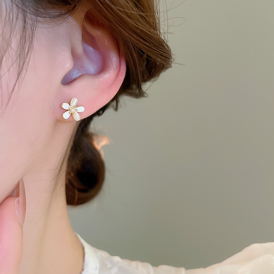Bông tai kim bạc mắt mèo ngọc trai, thiết kế nhỏ tinh tế, nhẹ sang trọng
