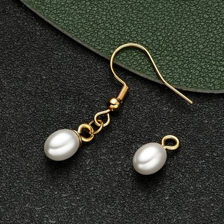 Giả Ngọc Trai Hình Bầu Dục Nửa Lỗ Hạt ABS Hạt Handmade DIY Trang Sức Bông Tai Chất Liệu Phụ Kiện