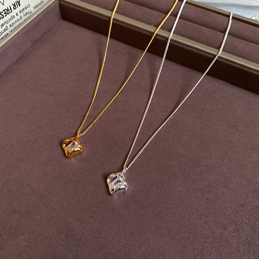 Mặt dây chuyền mỏng thiết kế tối giản tinh tế, 3D đính đá, thời trang cho phụ nữ