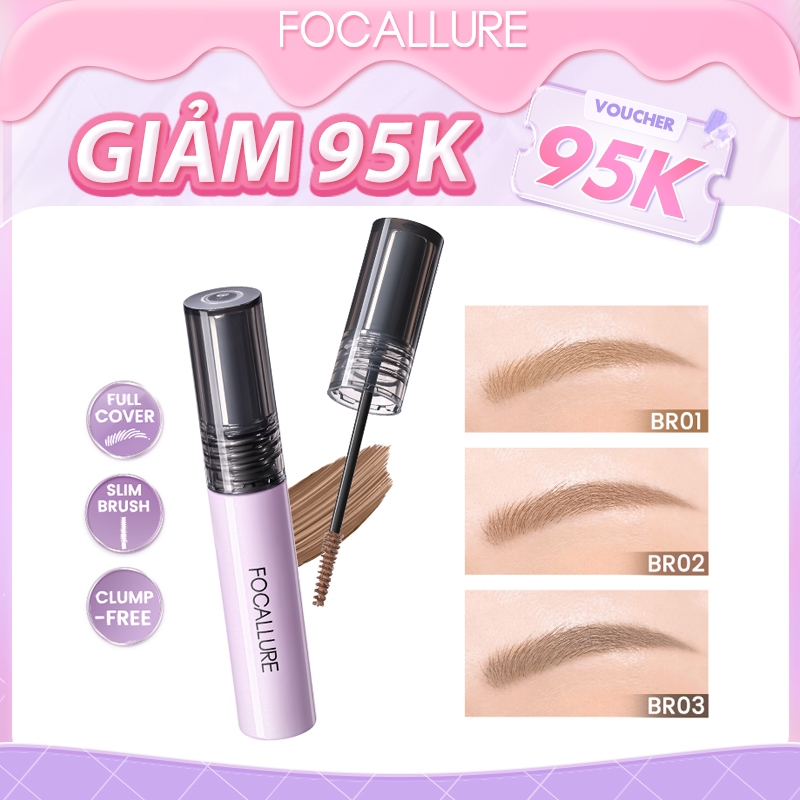 Focallure Full-Cover Slim Browcara Chống Thấm Nước Lông Mày Mascara Slim Brush Chống lem 24H Lâu Dài