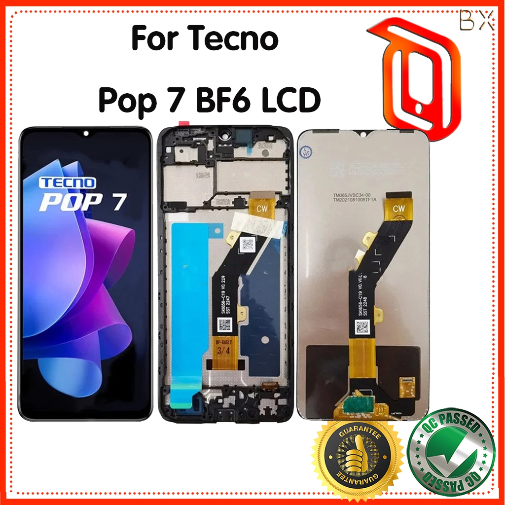Dành Cho Tecno Pop 7 BF6 Màn Hình LCD Màn Hình Cảm Ứng Bộ Số Hóa Bảng Điều Khiển Lắp Ráp Thay Thế