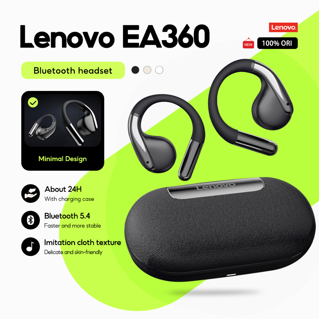 Tai nghe Lenovo EA360 Tai nghe không dây Bluetooth Tai nghe treo kiểu tai Bluetooth 5.4 Điều khiển cảm ứng Tuổi thọ pin dài có Mic
