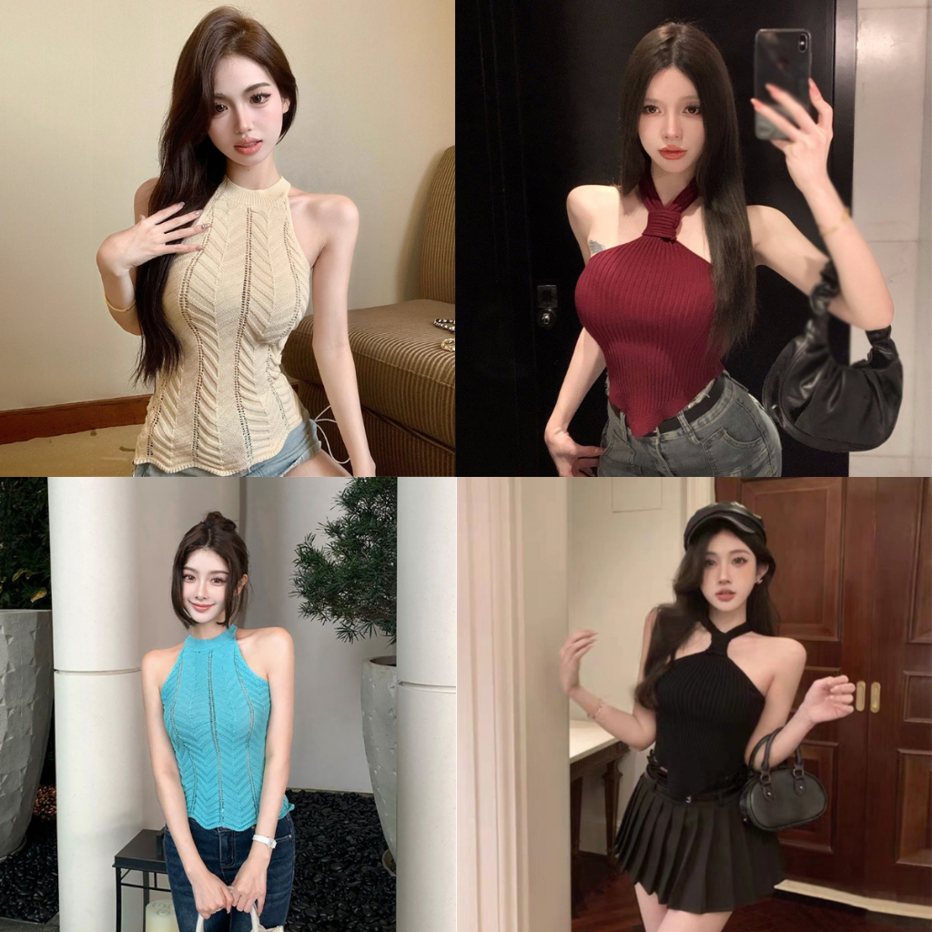 Hnkmp Thiết Kế Thời Trang Rỗng Dây Dệt Kim Không Tay Cổ Cho Nữ Vào Mùa Hè.