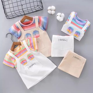 Váy sọc cầu vồng ngắn tay MuyoNowo, phù hợp với trọng lượng 5-18kg